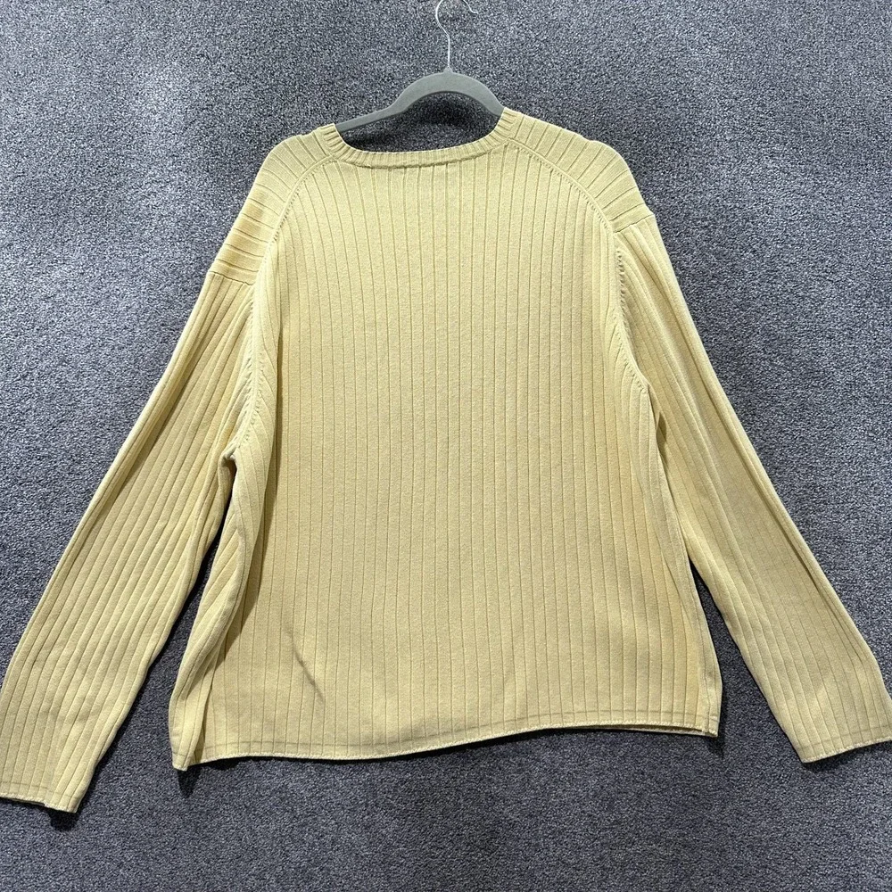 J Crew Pullover‎ Sweater Men XL Yellow Ribbed V Neck Long Sleeve Heavy Cotton